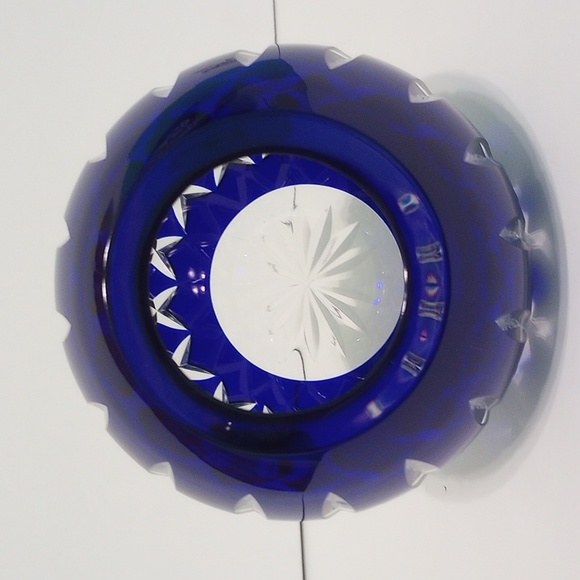 Vintage Bohemian Czech Glass Cobalt Blue Cut Cut to Clear Voltive - Picture 3 of 8